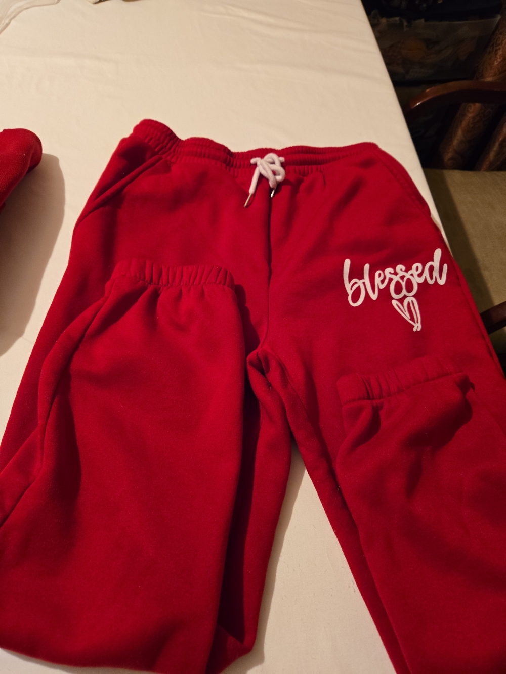 Red "Blessed" Sweatshirt & Jogger Set - Picture 3 of 10